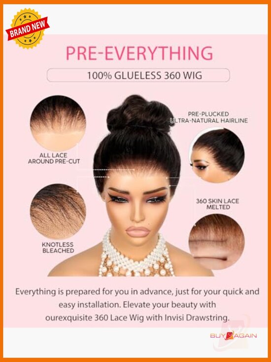 22in 360 Lace Front Wig Human Hair Body Wave Pre Plucked HD Lace Glueless main image 6